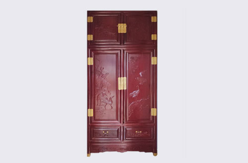 裕华高端中式家居装修深红色纯实木衣柜